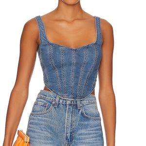 Bardot Denim Corset Bustier
